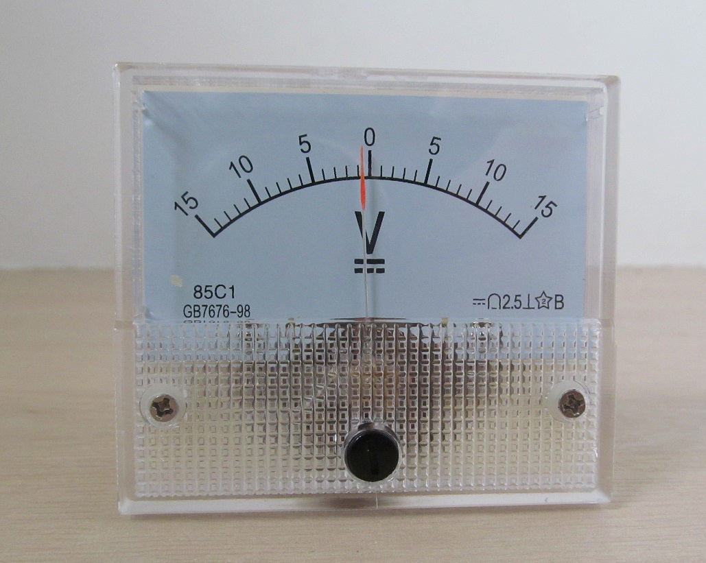 Voltmeter Analogue . 15v Range: Bi-directional
