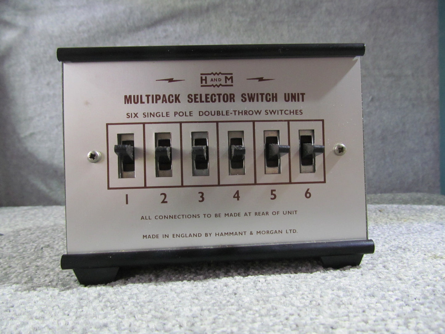 Hammant and Morgan Selector Switch Console. Used. Containing Six Selector Switches