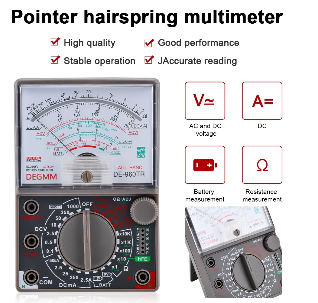 Analogue Multimeter. General Purpose Tester. Batteries Included
