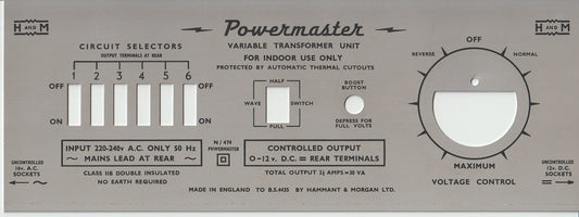 Hammant & Morgan Powermaster Facelift. Replacement Faceplate (Fascia)