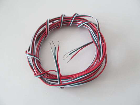 Model Railway Point Motor Control Cable. 3-wire, colour keyed. 5m
