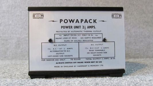 Hammant and Morgan Power Supply. Powapack  2.5 amp 12v DC & AC: Pre-owned