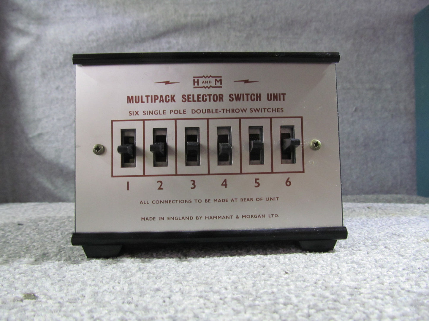 Hammant and Morgan Selector Switch Console. Used. Containing  Six Selector Switches