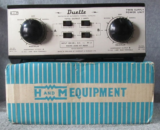 Hammant and Morgan Duette. Pre-owned. Lovely old two track controller. Boxed