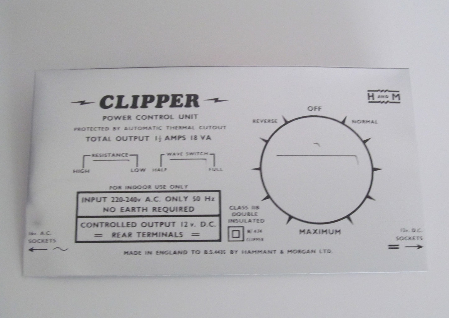 Hammant & Morgan Clipper Facelift. Replacement Faceplate (Fascia)