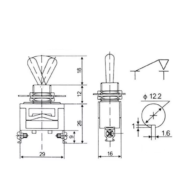 Standard Toggle Switch. SPST (on / off switch ) Screw Connections