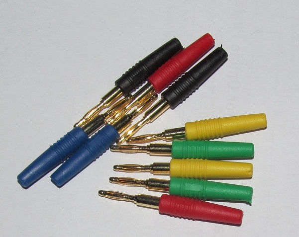 2mm Banana Plug. Family pack. Ten items Coloured